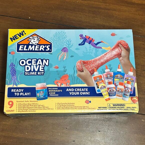 Elmer's Glue Ocean Dive Slime Kit Create Sparkling, Ocean-Themed Slime Creations - Picture 1 of 5